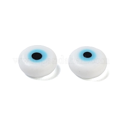 Handmade Evil Eye Lampwork Flat Round Bead&nbsp;LAMP-L058-8MM-14A