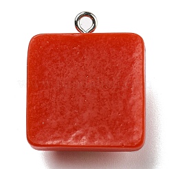 不透明樹脂ペンダント  プラチナメッキの鉄製ループ付きクリスマスチャーム  ボックス  24x20x10mm  穴：2mm&nbsp;CRES-D010-02B