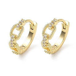Brass Micro Pave Cubic Zirconia Hoop Earrings&nbsp;KK-CBA30C7-06G