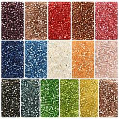 80g 16色シリンダーシードビーズ  銀並ぶ  丸い穴  均一サイズ  詰め替え可能なプラスチックボトル16個付き  ミックスカラー  2x1.5mm  穴：0.8mm  5 G /カラー&nbsp;SEED-YW0003-13
