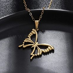 Hollow Butterfly 304 Stainless Steel Pendant Necklaces&nbsp;NJEW-M096-16G