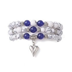 Adjustable Natural & Dyed Malaysia Jade and Synthetic Howlite Stretch Bracelets&nbsp;BJEW-JB13029