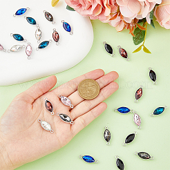 28Pcs 7 Colors Alloy Glass Connector Charms&nbsp;FIND-HY0001-87