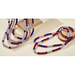 Polymer Clay Rhinestone Round Beaded Necklaces&nbsp;NJEW-SW00049-02