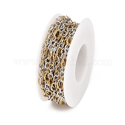 Two Tone 304 Stainless Steel Textured Oval Link Chains&nbsp;CHS-P028-12A