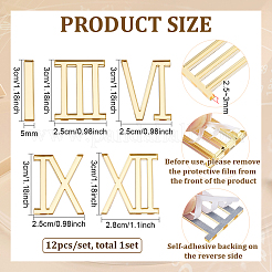 アクリルカボション  ローマ数字1-12  ゴールド  29.5~30x4.5~27x2.5~3mm&nbsp;FIND-WH0366-446A-02