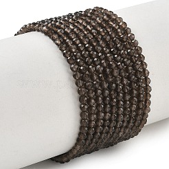 天然石スモーキークォーツビーズ連売り  ラウンド  多面カット  3x2.5mm  穴：0.6mm  約154~155個/連  15.55''（39.5センチメートル）&nbsp;G-Z164-B01-2.5mm