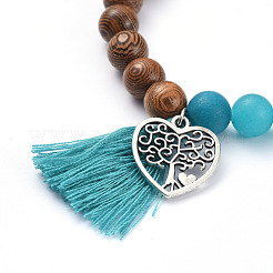 Natural White Jade(Dyed) Beads Stretch Charm Bracelets&nbsp;BJEW-JB05275-04