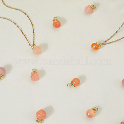 10Pcs Natural Agate Peach Charms with Brass Jump Rings&nbsp;G-BBC0001-62