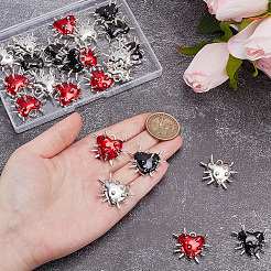 24本3色チベット風アロイペンダント  ハートチャーム  エナメル  ミックスカラー  22~23x26~29x10mm  穴：3mm  8個/カラー&nbsp;FIND-SC0025-49