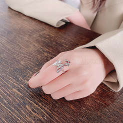 Butterfly 925 Sterling Silver Cable Chain Adjustable Finger Rings for Women&nbsp;FS-WG3E563-01