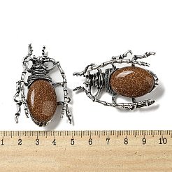両用アイテム合金ブローチ  合成ゴールドストーン付き  クモ  49.5x35.5x15~16mm  穴：4x2.5mm&nbsp;JEWB-C026-05D-AS
