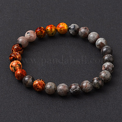 8mm Round Natural Fluorescent Syenite Rock(Glow under UV Light) Beaded Streth Bracelets&nbsp;BJEW-JB10859