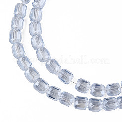 電気メッキ透明ガラスビーズ連売り  多面カット  コラム  ミックスカラー  8x8mm  穴：1.2mm  約79~80個/連  25.59インチ〜27.17インチ（65~69cm）&nbsp;EGLA-N002-32