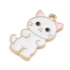 合金エナメルチャーム  猫の形のチャーム  ゴールドカラー  ホワイト  27x14x1.5mm  穴：1.8mm&nbsp;AL-CBABBF0-08G