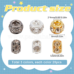 60Pcs 3 Colors Brass Spacer Beads&nbsp;KK-SC0003-98