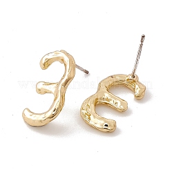 Brass Number Stud Earrings with 925 Sterling Silver Pins for Women&nbsp;LS-EJEW-A077-01C