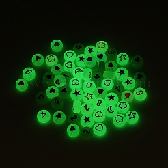 480Pcs 8 Style Flat Round Luminous Acrylic Beads&nbsp;DIY-YW0003-01