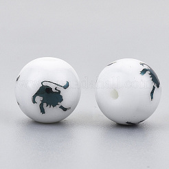 電気メッキガラスビーズ  星座模様で丸い  メッキグリーン  レオ  10mm  穴：1.2mm&nbsp;EGLA-S178-11J-05