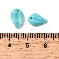 合成サンゴ染めの葉のチャーム  空色  11x7x2.5mm  穴：1.2mm&nbsp;CORA-Q034-01-04