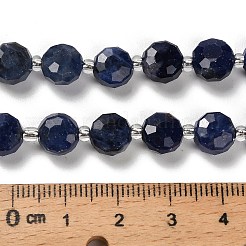 天然石ソーダライトビーズ連売り  フラットラウンド  ファセットコインビーズ  シードビーズで  8x8x5mm  穴：0.9mm  約40~41個/連  15.43~15.55''（39.2~39.5センチメートル）&nbsp;G-B153-A11