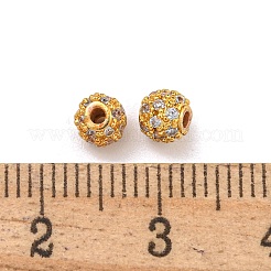 Rack Plating Brass Micro Pave Cubic Zirconia Beads&nbsp;KK-F878-01G
