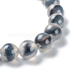 ユニセックスナチュラルシュガーハート瑪瑙ビーズストレッチブレスレット  透明  ビーズ：8~8.5mm  内径：2~2-1/4インチ（5.2~5.8cm）&nbsp;BJEW-K097-01A-04