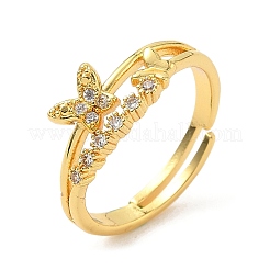 Brass Micro Pave Cubic Zirconia Finger Rings&nbsp;RJEW-H258-13G