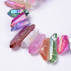 電気メッキ天然石クオーツクリスタルビーズ連売り  多面カット  ナゲット  18~45x8~15x5~8mm  穴：1mm  約48~50個/連  14.57''（37センチメートル）&nbsp;G-I345-01