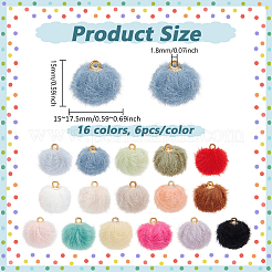 96Pcs 16 Colors Plush Pompom Pendants&nbsp;FIND-PH0027-63