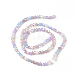 ガラスビーズ連売り  多面カット  そろばん  カラフル  4x3mm  穴：1mm  約136~147個/連  17.44''（44.3センチメートル）&nbsp;GLAA-I015-03A