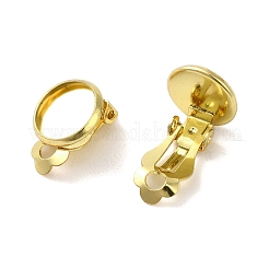 316ステンレススチール製クリップオンイヤリング金具  ピアスのセッティング  フラットラウンド  ゴールドカラー  トレイ：10mm  16x12x7.5mm  穴：3mm&nbsp;STAS-I187-02E-G