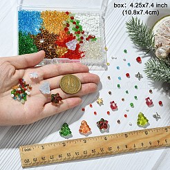 DIY クリスマステーマ ガラス & CCB プラスチックビーズ ジュエリー作り ファインディングキット  ミックスカラー  3~16x3~15x3~8mm  穴：0.6~1.6mm&nbsp;DIY-YW0010-11