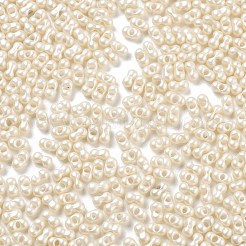 不透明色のガラスシードビーズ  ピーナッツ  古いレース  2x4x2mm  穴：0.8mm  約45000個/ポンド&nbsp;SEED-A033-06M