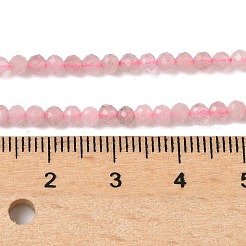 天然石ローズクォーツビーズ連売り  ラウンド  多面カット  3mm  穴：0.6mm  約124~125個/連  14.96