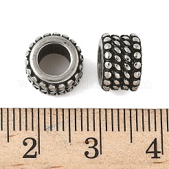 304ステンレススチールヨーロピアンビーズ  大穴ビーズ  コラム  アンティークシルバー  9x7mm  穴：5.5mm&nbsp;STAS-Z147-19AS