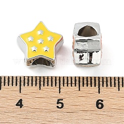CCBプラスチックヨーロピアンビーズ  大穴ビーズ  エナメル  プラチナ  スター  スター  11.5x11.5x7.5mm  穴：4.5~4.5mm&nbsp;CCB-D278-02
