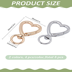 8Pcs 2 Colors Heart Alloy Swivel Clasps&nbsp;FIND-LP0004-44