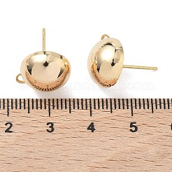 シェグレース 真鍮製スタッドピアス金具  半円  カン付き  カドミウムフリー＆ニッケルフリー＆鉛フリー  長持ちメッキ  18KGP本金メッキ  14.5x12mm  穴：1.8mm  ピン：0.8mm&nbsp;XGR0025G-36G
