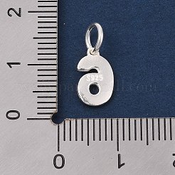 ナンバーシリーズ 925 スターリングシルバーチャーム  スタンプ925個と丸カン付き  銀色のメッキ  6  10.5x6.5x1.5mm  穴：3.5mm&nbsp;LS-STER-Q002-01G