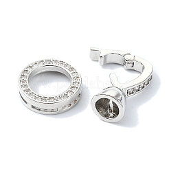 Rack Plating Brass Pave CLear Cubic Zirconia Fold Over Clasps&nbsp;KK-M282-47P