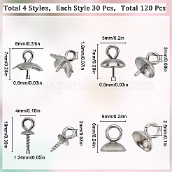 120Pcs 4 Styles 201 & 304 Stainless Steel Cup Peg Bails Charms&nbsp;STAS-SC0006-06