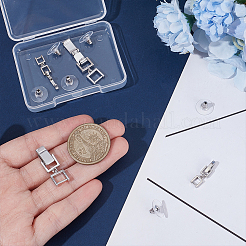真鍮製折りたたみ留め具2個  316サージカルステンレススチール製ピアスキャッチ6個付き  プラチナ  19mm  スクエア：8x5.5x2mm  クラスプ：10x2x4mm&nbsp;KK-ME0003-29