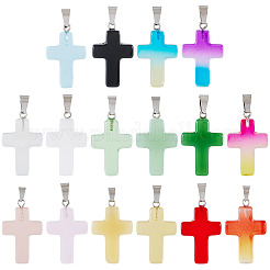 17Pcs 17 Colors Transparent Glass Pendants&nbsp;GLAA-TA0003-75