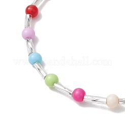 4mm ラウンドガラスシードビーズストレッチブレスレット（女性用）  カラフル  内径：2-1/4インチ（5.7cm）  ビーズ：4mm&nbsp;BJEW-JB10350