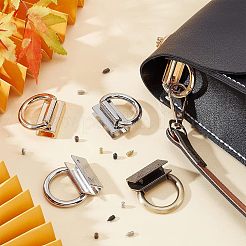 8セット4色の合金製バッグサスペンションクラスプ  バッグ交換用アクセサリー  ネジ付き  ミックスカラー  35x32mm  穴：2.5mm  内径：6mm  2セット/カラー&nbsp;FIND-WR0005-27