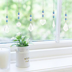 6Pcs 6 Style Transparent Glass Pendant Decorations&nbsp;HJEW-GA0001-43
