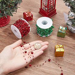20m 2色プラスチック丸型ビーズリンクチェーン  クリスマスのために  ミックスカラー  3ミリ＆7.5mm  10m /カラー&nbsp;DIY-SC0024-97B