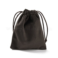 ベルベットのジュエリー用巾着収納ポーチ  長方形  ココナッツブラウン  12x10.5x0.4cm&nbsp;ABAG-P013-02B-02
