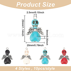 40Pcs 4 Colors Halloween Dyed Synthetic Turquoise Pendants&nbsp;G-DC0001-07